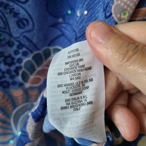 Bob Mackie Wearable Art Sheer Poncho‎ Top XS Women Sequin Blue Floral Fairy - Picture 8 of 10